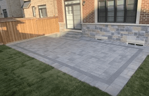 Square shaped interlocking patio