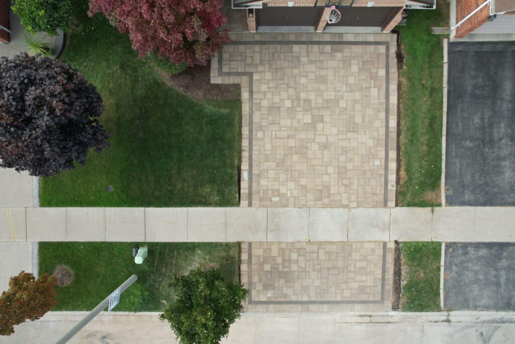 Interlocking driveway birds-eye view